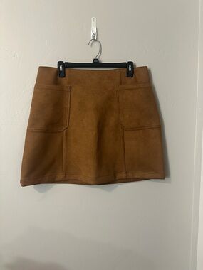 Maurices Tan Faux Suede Pocket Mini Skirt